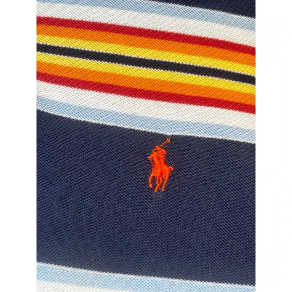 Vintage 90s Ralph Lauren Mens XL Faded Rainbow Striped‎ Collared Polo Shirt